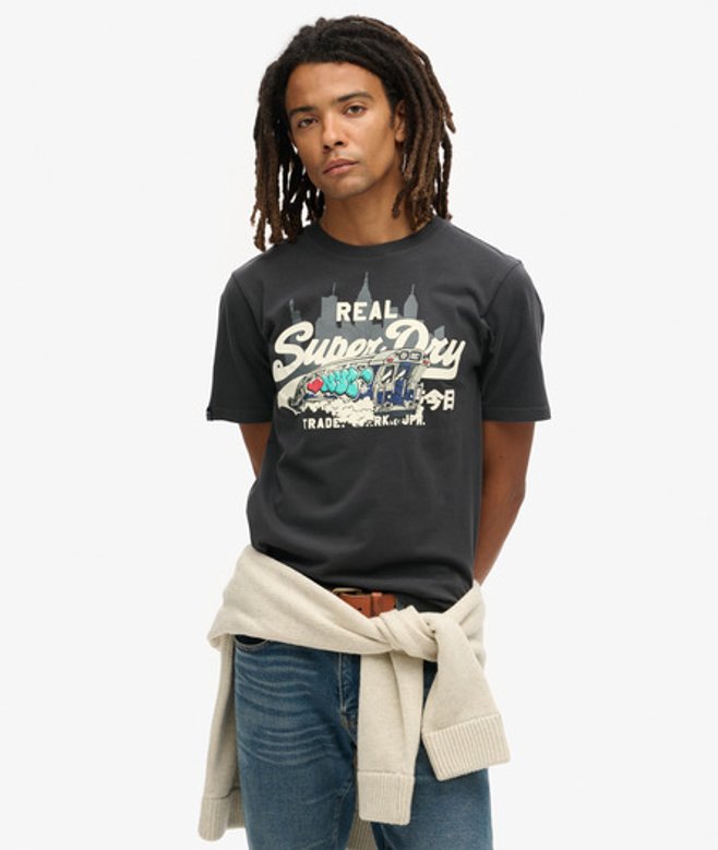 Herren T-shirt mit New York-grafik - Größe: S - Superdry - Modalova