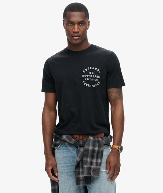Copper Label T-shirt met Grafische Print op de Borst Zwart Grootte: M afbeelding