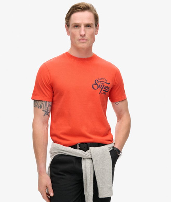 Copper Label T-shirt met Grafische Print op de Borst Oranje Grootte: Xxl afbeelding