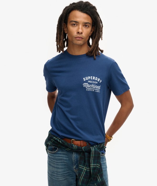 Copper Label T-shirt met Grafische Print op de Borst Blauw Grootte: Xxl afbeelding