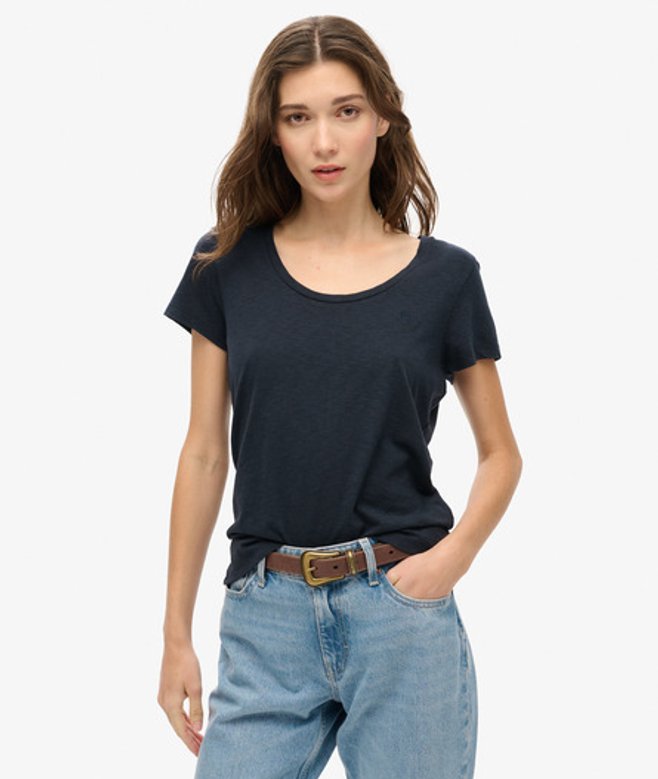 Superdry Women's Studios Scoop Neck T-shirt Navy / Eclipse Navy