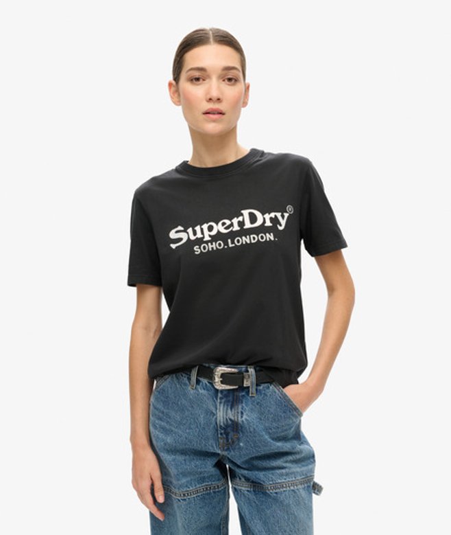 Damen Lässiges T-Shirt In Metallic-Optik, Größe: 38 - Superdry - Modalova