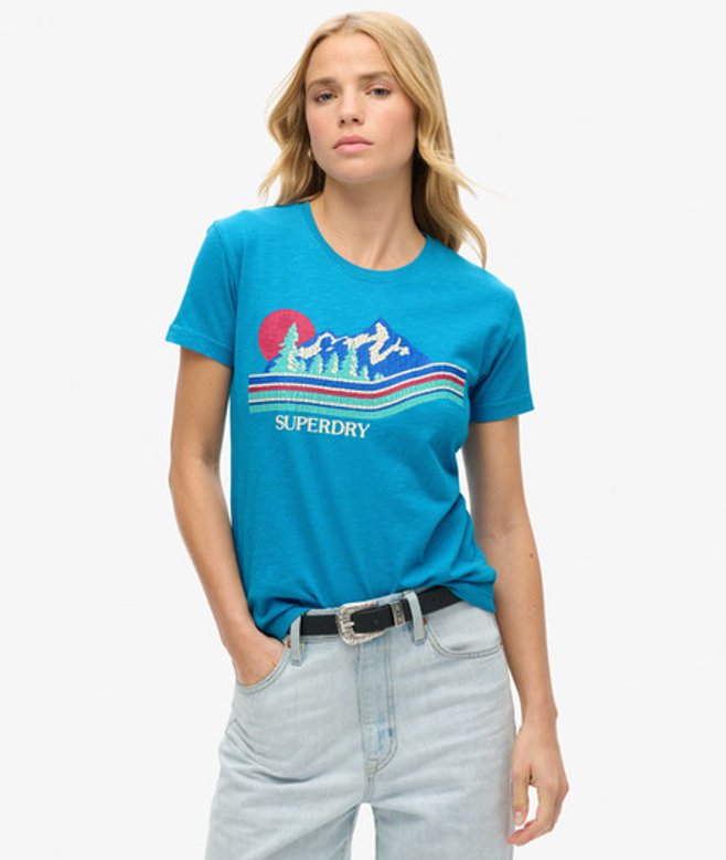 Damen Figurbetontes Outdoor-T-Shirt Gestreift, Größe: 40 - Superdry - Modalova