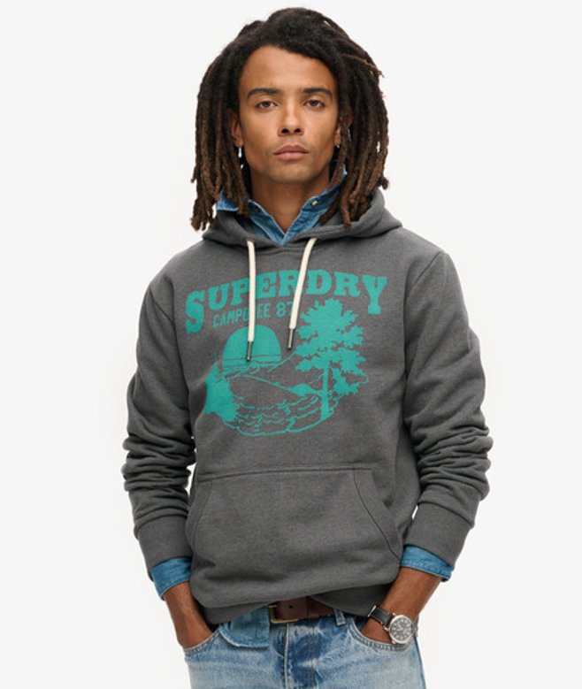 Men's Outdoor Graphic Hoodie / Granite Marl - Size: L - Superdry - Modalova