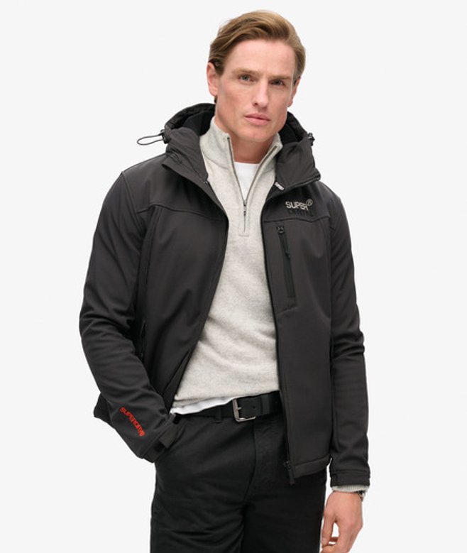 Softshell Trekkerjas van Ripstop met Capuchon Zwart Grootte: L afbeelding