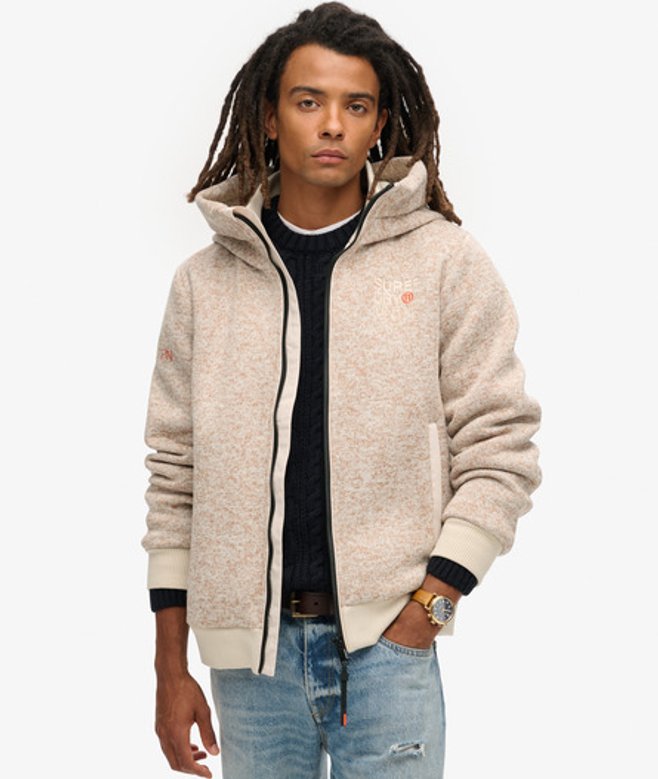 Superdry Bonded Gebreid Bomberjack met Capuchon Grijs