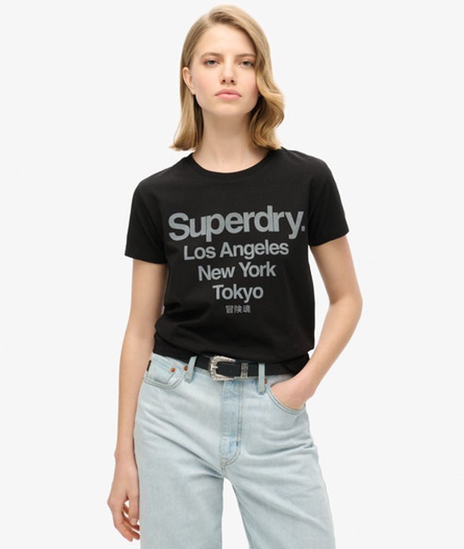 City T-shirt met Core Logo en Aansluitende Pasvorm Zwart Grootte: 36 afbeelding
