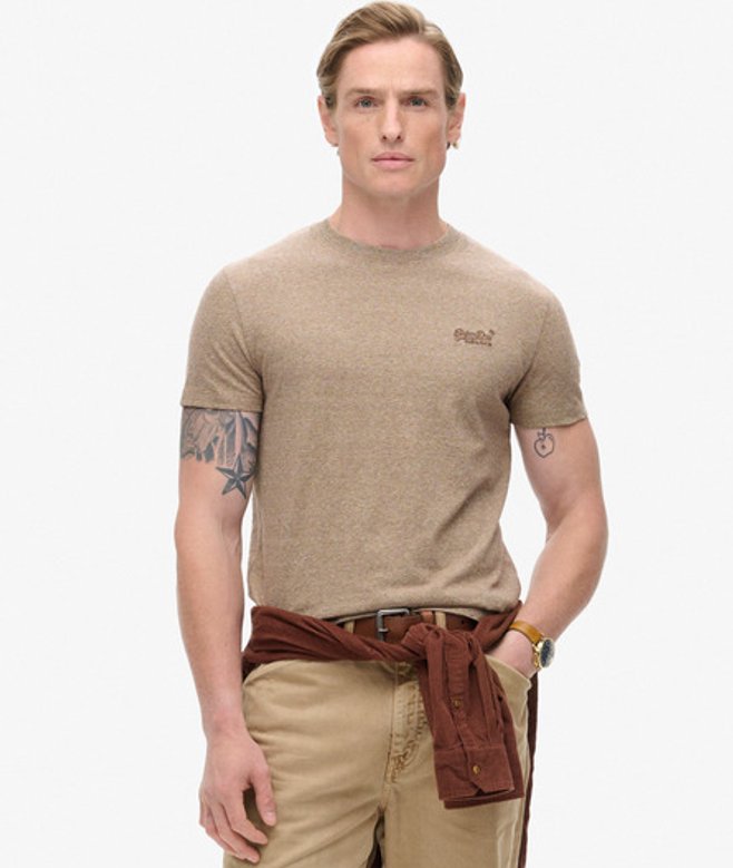Essential T-shirt van Biologisch Katoen met Logo Bruin Grootte: L afbeelding