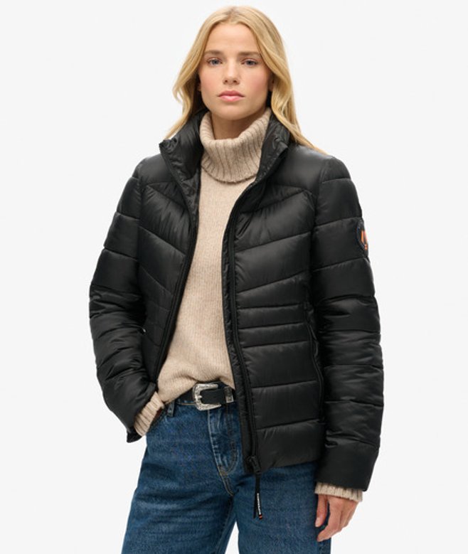 Superdry Women&rsquo;s Fuji Quilted Padded Jacket Black - Size: 16