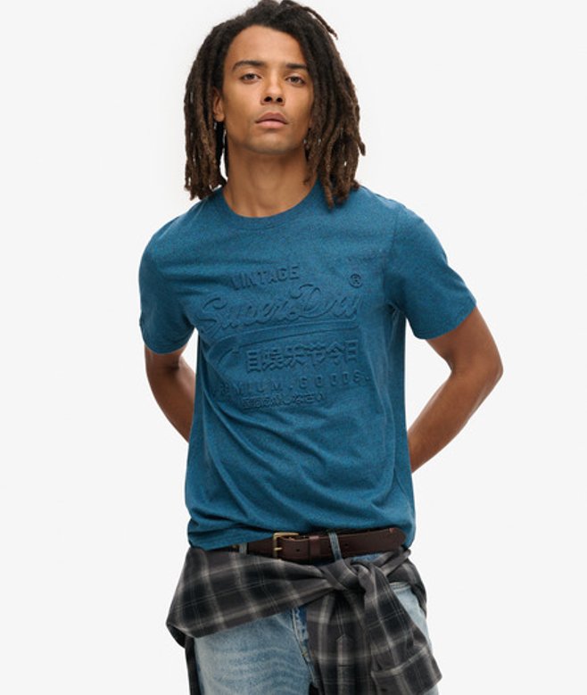 T-shirt met Reliëfopdruk Blauw Grootte: M afbeelding