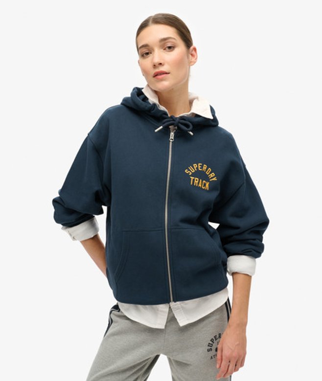 Boyfriend Hoodie met College-logo en Rits