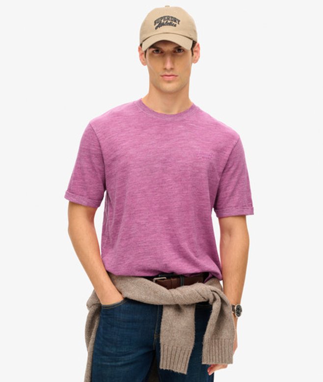Overdyed Gemêleerd T-shirt met Slub-effect Roze Grootte: L afbeelding