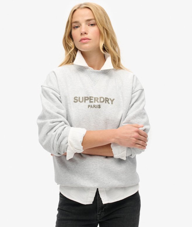 Luxe Sportsweatshirt met Ronde Hals en Losse Pasvorm Lichtgrijs Grootte: 36 afbeelding