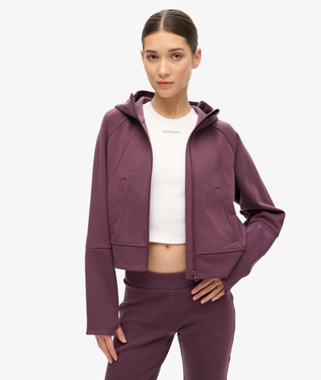 Superdry Sport Tech Relaxed Hoodie met Rits Paars