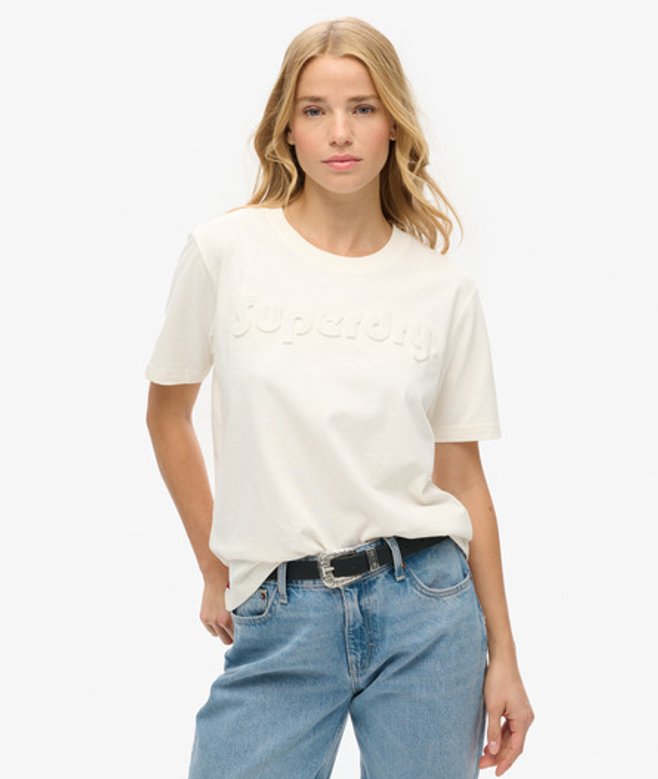 T-shirt met Reliëflogo en Relaxte Pasvorm