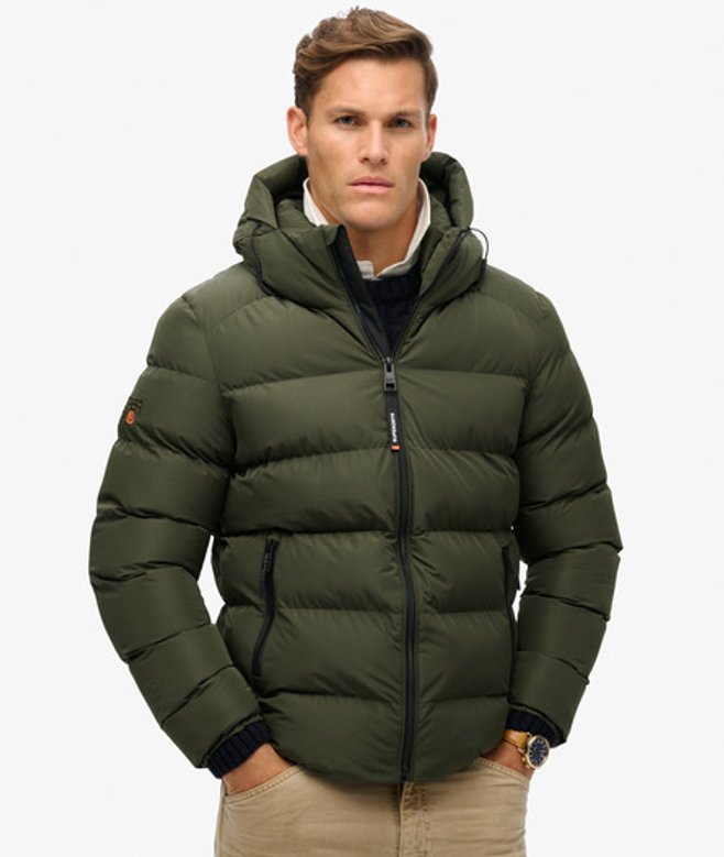 Men's Hooded Sports Puffer Jacket / Army - Size: L - Superdry - Modalova
