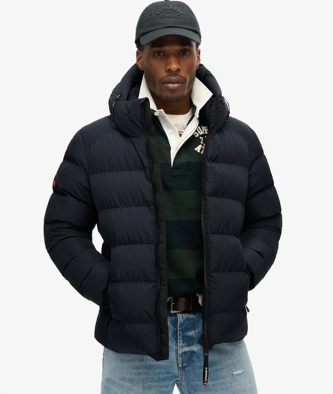 Men's Hooded Sports Puffer Jacket / Eclipse - Size: Xxxl - Superdry - Modalova