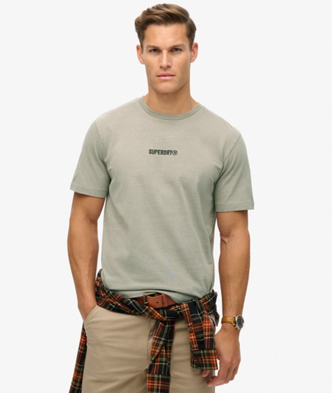 Micro Logo Graphic T-shirt met Losse Pasvorm Beige Grootte: L afbeelding