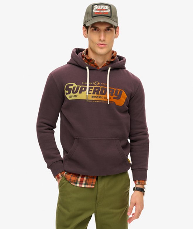 Herren Hoodie mit Beflockter, Verblasster Grafik - Größe: M - Superdry - Modalova