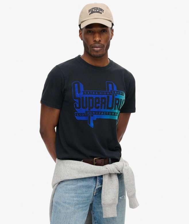 Flocked Fade T-shirt met Print Zwart Grootte: L afbeelding