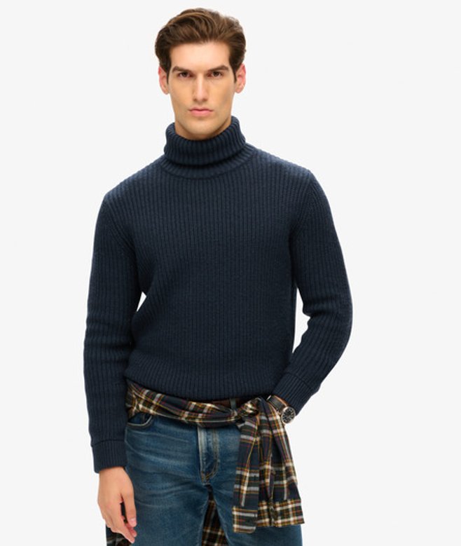 The Merchant Store - Getextureerde Coltrui Blauw Grootte: Xxl afbeelding