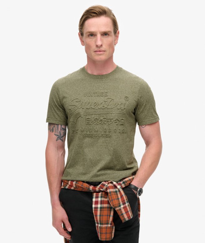 T-shirt met Reliëfopdruk Groen Grootte: M afbeelding