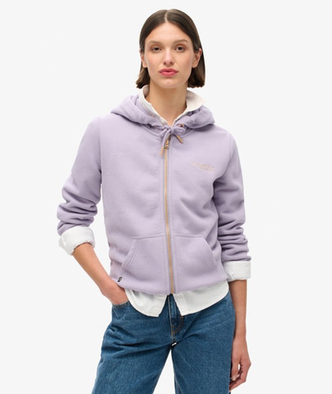 Superdry Essential Logo Hoodie met Rits Paars
