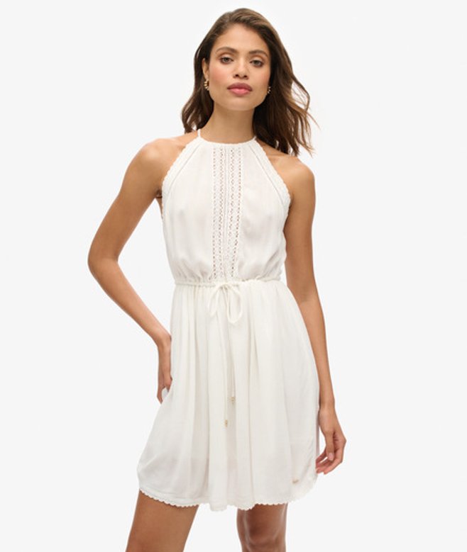 Superdry Ibiza Mini-jurk met Halternek Wit