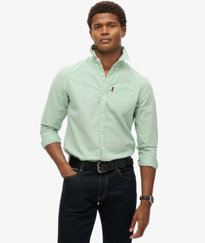 Oxford Overhemd met Lange Mouwen Groen Grootte: Xxxl afbeelding