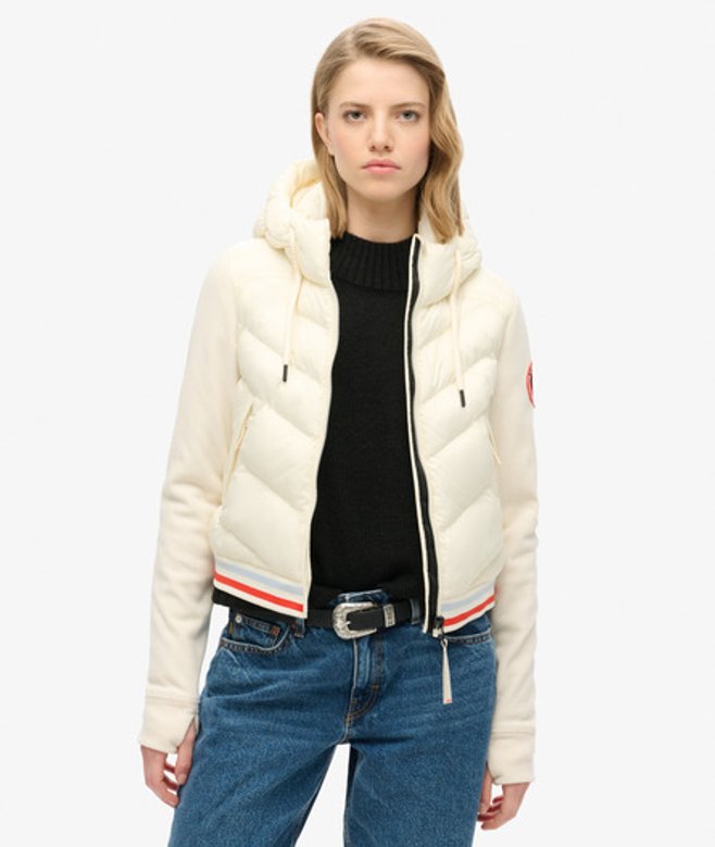 Superdry Storm Fuji Hybrid Bomberjack met Capuchon Wit