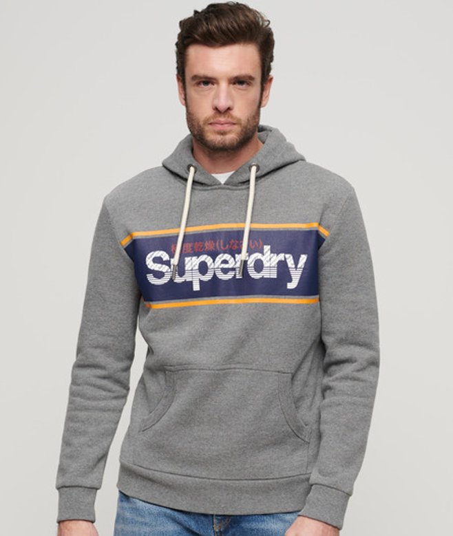 Core Logo-hoodie met Strepen Donkergrijs Grootte: M afbeelding