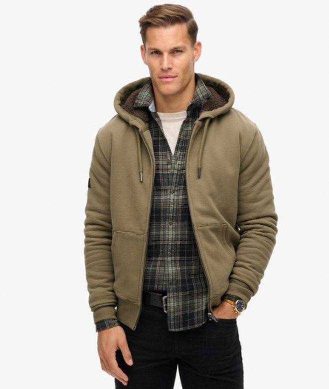 Hoodie met Rits en Borgvoering Bruin Grootte: S afbeelding