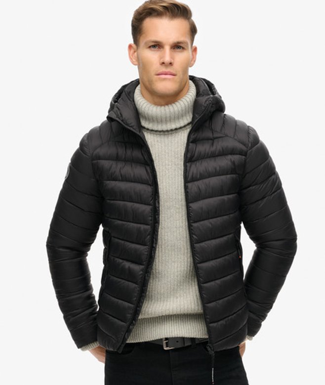 Superdry Fuji Gewatteerde Sportjas met Capuchon Zwart