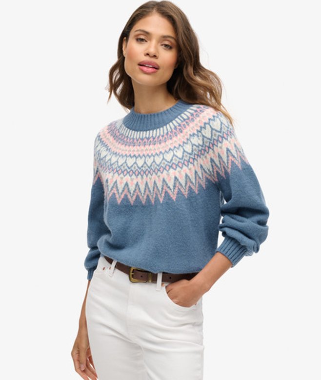 Superdry Wijdvallende Trui met Patroon Wit