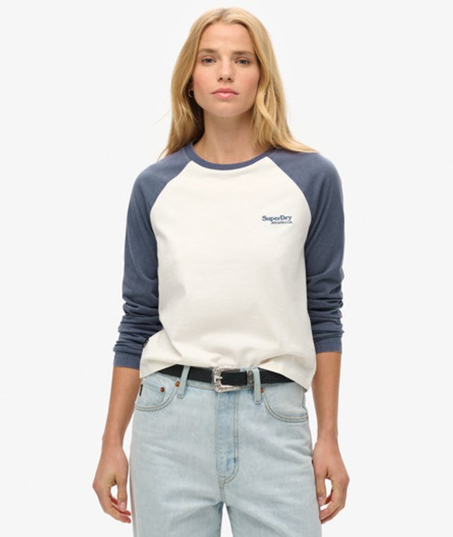 Damen Essential Baseballoberteil mit Langen Ärmeln und Logo - Größe: 36 - Superdry - Modalova
