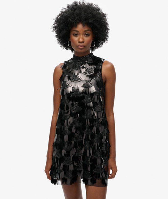 Damen Kleid in A-linie mit Fransen und Pailletten - Größe: 36 - Superdry - Modalova