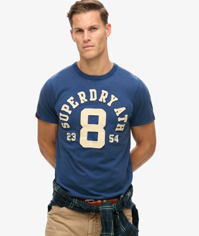 Vintage Athletic Short Sleeve T-shirt Blauw Grootte: L afbeelding