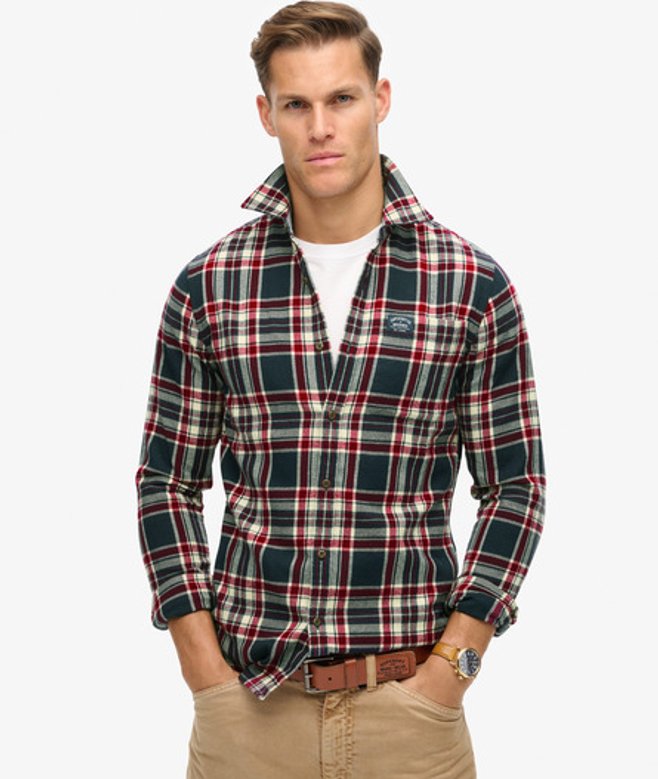 Katoenen Houthakkersoverhemd met Lange Mouwen Blauw Grootte: M afbeelding