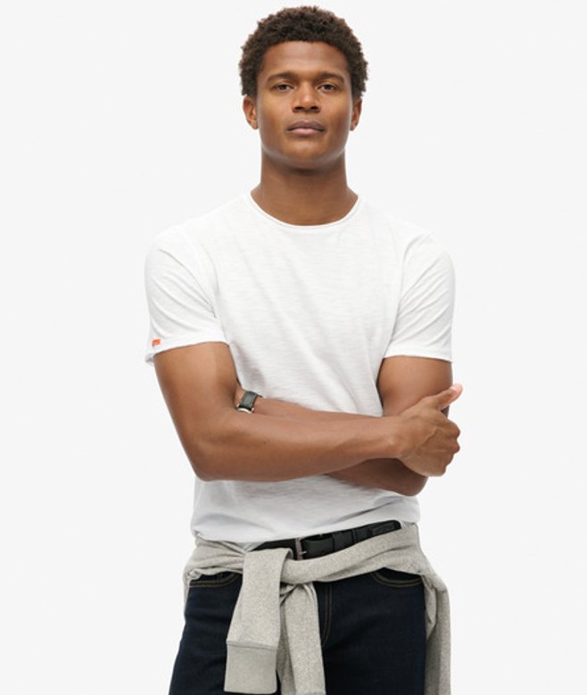 Raw Edge Slub T-shirt Wit Grootte: M afbeelding