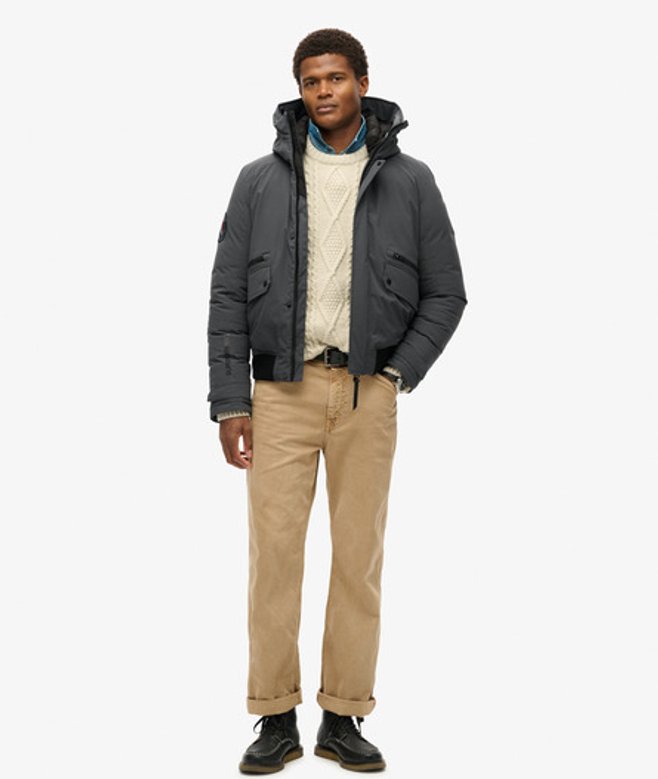 Superdry Men's City Padded Bomber Jacket Dark Grey / Ebony