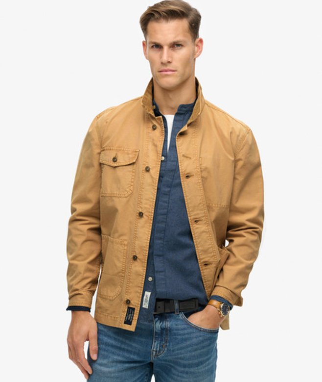 The Merchant Store - Katoenen Werkjas Beige Grootte: XL afbeelding