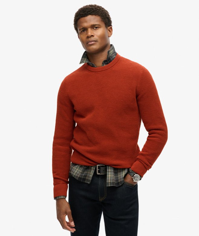 Gebreide Trui met Ronde Hals en Textuur Orange Grootte: Xxxl afbeelding