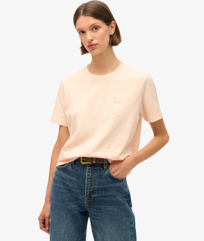 Essential Slub T-shirt met Logo Roze Grootte: 36 afbeelding