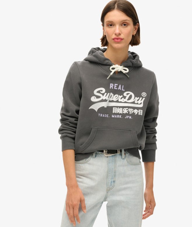 Versierde Vintage Logo Hoodie Zwart Grootte: 44 afbeelding