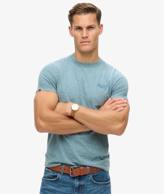 Superdry Men's Organic Cotton Essential Logo T-shirt Blue / Desert Sky Blue Grit - Size: S