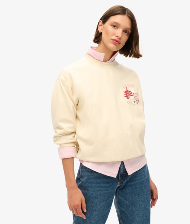 Suika Geborduurd Sweatshirt met Losse Pasvorm Crème Grootte: 38 afbeelding
