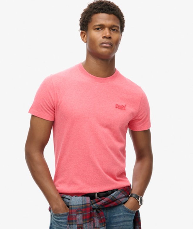 Superdry Men's Organic Cotton Essential Logo T-shirt Pink / Punch Pink Marl - Size: Xxxl