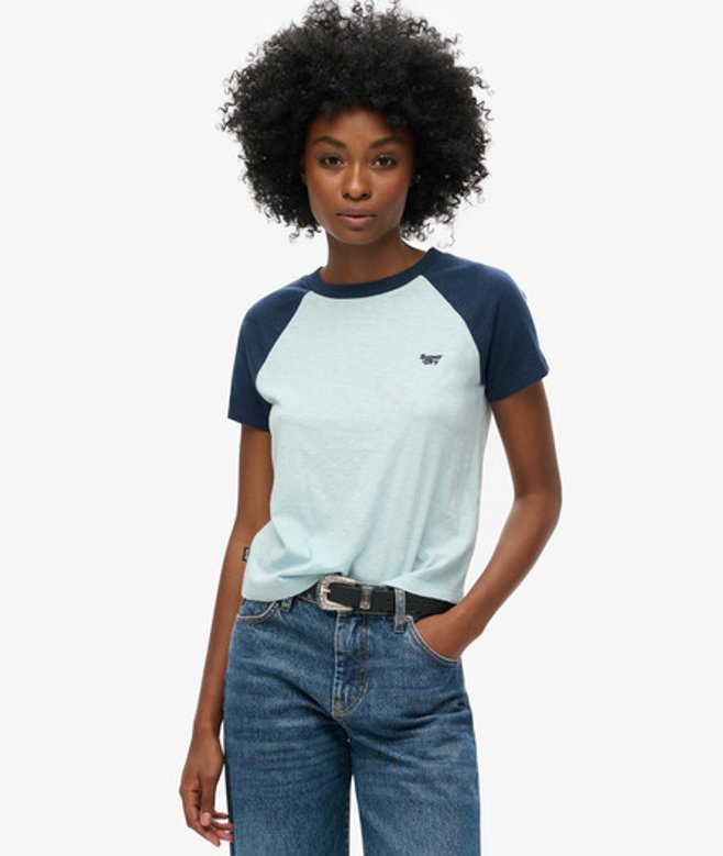 Essential Retro T-shirt met Logo Blauw Grootte: 36 afbeelding