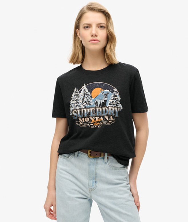Travel Souvenir T-shirt met Relaxte Pasvorm Zwart Grootte: 34 afbeelding