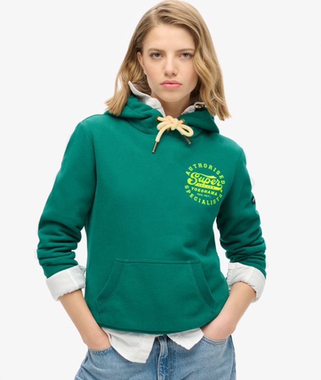 Hoodie met Geborduurd Logo in Neonkleur